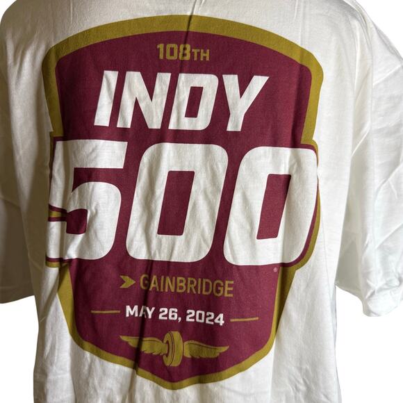 Indy 500 Official Two-Sided Logo Graphic Tee, White, Size XL, NWT - Picture 1 of 6